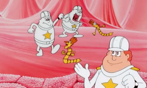 Capture d'écran du dessin animé « Il était une fois la vie », ça manquait, où l'on voit des globules blancs affronter des microbes (en l'occurrence, des virus), puisque c'est de toute façon le genre de scène qui se reproduit dans quasiment tous les épisodes de la série.
