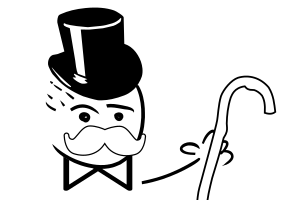 Tentative de reproduction d'un personnage rappelant Rich Uncle Pennybags, aussi connu sous le nom de « Mr Monopoly ». La qualité de l'image laisse clairement à désirer.