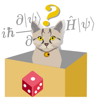 Logo de l'événement « mois de la science » du Wikipédia Coréen, d'après les informations que j'ai trouvé à ce sujet sur Wikimédia Commons où j'ai trouvé l'image, ne sachant pas du tout quoi mettre d'autre. On voit un chat dans une boîte, bien vivant, regardant vers nous avec un point d'interrogation au dessus de la tête. Des équations sont montrées en arrière-plan, et un dé à six faces est présent au premier plan.