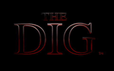 Capture montrant le logo du jeu. On peut lire « The Dig » sur fond noir. Capture montrant le logo du jeu. On peut lire « The Dig » sur fond noir.