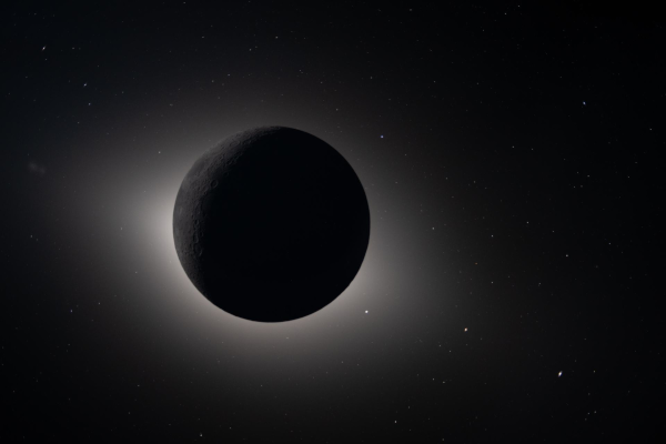 Photo prise par l'équipage d'Artémis Ⅱ, dans laquelle on distingue la forme de notre Lune qui se détache nettement du fond noir de l'espace, en raison du halo lumineux de notre Soleil qui se trouve derrière. La partie de la Lune qui nous fait face n'est donc pas éclairée et apparait elle aussi complètement noire (quoiqu'on devine quelques détails en haut à gauche, on y revient dans le pouet suivant), et ce n'est donc que ce halo qui nous permet de différencier les deux. On note trois petits points lumineux en bas à gauche, qui sont d'autres planètes vues dans le lointain : le point le plus proche de la Lune est Saturne, puis Mars, et le plus éloigné est Mercure.