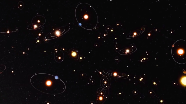 Image fort peu réaliste mais assez jolie représentant un paquet d'étoiles avec un certain nombre de planètes qui tournent autour de la plupart d'entre elles. Cette image-ci est juste pour décorer. Image fort peu réaliste mais assez jolie représentant un paquet d'étoiles avec un certain nombre de planètes qui tournent autour de la plupart d'entre elles. Cette image-ci est juste pour décorer.